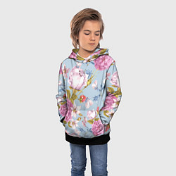 Толстовка-худи детская Цветы, цвет: 3D-черный — фото 2