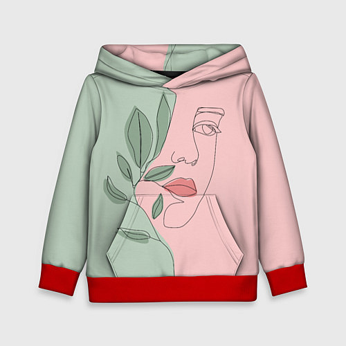 Детская толстовка Девушка с листьями / 3D-Красный – фото 1