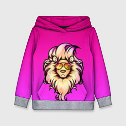 Толстовка-худи детская Модный лев в очках, цвет: 3D-меланж