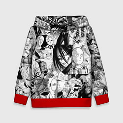 Толстовка-худи детская One-Punch Man Ванпачмен, цвет: 3D-красный