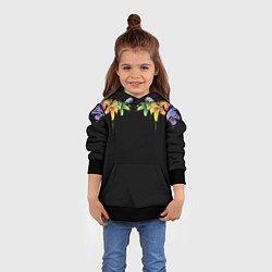 Толстовка-худи детская Цветы, цвет: 3D-черный — фото 2