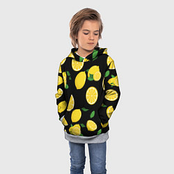 Толстовка-худи детская Лимоны на чёрном, цвет: 3D-меланж — фото 2