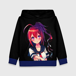 Толстовка-худи детская ДЕВОЧКА АНИМЕ, цвет: 3D-синий