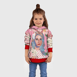 Толстовка-худи детская Лана дел рей в цветах, цвет: 3D-красный — фото 2