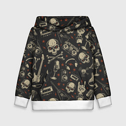 Толстовка-худи детская Рок-музыка, цвет: 3D-белый