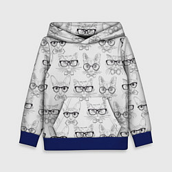 Толстовка-худи детская Кошки в очках, цвет: 3D-синий