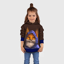 Толстовка-худи детская Лисенок в капюшоне, цвет: 3D-синий — фото 2