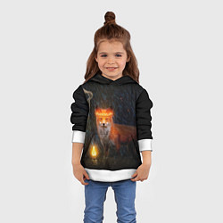 Толстовка-худи детская Лиса с огненной короной, цвет: 3D-белый — фото 2