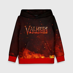 Толстовка-худи детская Valheim огненный лого, цвет: 3D-красный