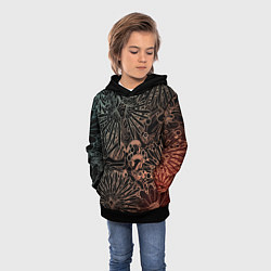 Толстовка-худи детская Неон в Цветок, цвет: 3D-черный — фото 2