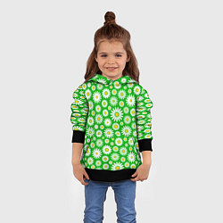 Толстовка-худи детская Ромашки на зелёном фоне, цвет: 3D-черный — фото 2