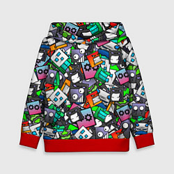 Толстовка-худи детская Geometry Dash: Pattern Z, цвет: 3D-красный