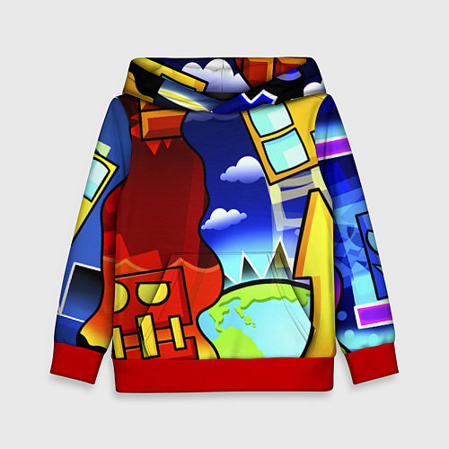 Детская толстовка Geometry Dash / 3D-Красный – фото 1