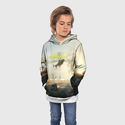 Толстовка-худи детская CYBERPUNK 2077 КИБЕРПАНК спина Z, цвет: 3D-белый — фото 2