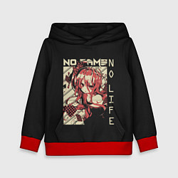 Толстовка-худи детская Нет игры нет жизни Широ, цвет: 3D-красный