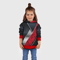 Толстовка-худи детская 3D BLACK AND RED METAL, цвет: 3D-красный — фото 2