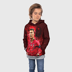 Толстовка-худи детская Криштиану Роналду Португалия, цвет: 3D-меланж — фото 2