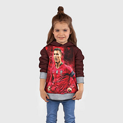 Толстовка-худи детская Криштиану Роналду Португалия, цвет: 3D-меланж — фото 2