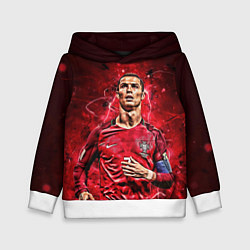 Толстовка-худи детская Cristiano Ronaldo Portugal, цвет: 3D-белый