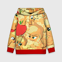 Толстовка-худи детская Applejack pattern, цвет: 3D-красный