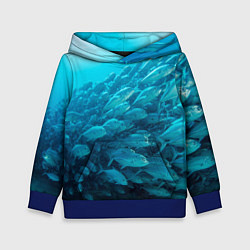 Толстовка-худи детская Морской мир, цвет: 3D-синий