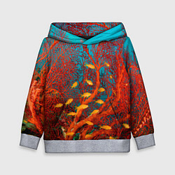 Толстовка-худи детская Коралловые рыбки, цвет: 3D-меланж