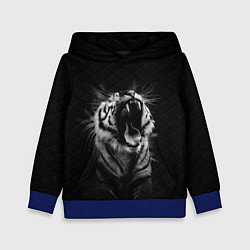 Толстовка-худи детская Тигр рычит Tiger realistic, цвет: 3D-синий