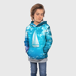 Толстовка-худи детская Парусная лодка, цвет: 3D-меланж — фото 2