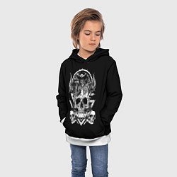 Толстовка-худи детская Черепа и Вороны Skulls Raven, цвет: 3D-белый — фото 2