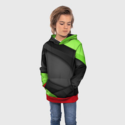 Толстовка-худи детская Green Black, цвет: 3D-красный — фото 2
