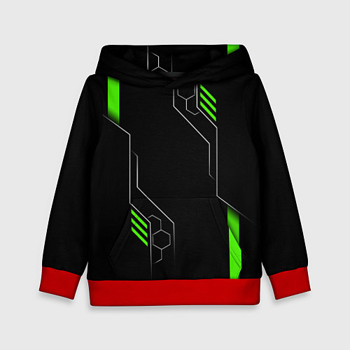 Детская толстовка ФУТУРИСТИЧНАЯ БРОНЯ ЗЕЛЕНАЯ / 3D-Красный – фото 1