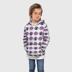 Толстовка-худи детская Глаза фиолетовые, цвет: 3D-белый — фото 2