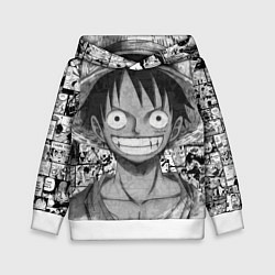 Толстовка-худи детская Луфи улыбается one piece, цвет: 3D-белый