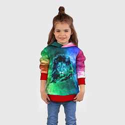 Толстовка-худи детская Космический лев, цвет: 3D-красный — фото 2