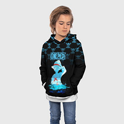 Толстовка-худи детская Луффи Пираты Соломенной Шляпы, цвет: 3D-белый — фото 2