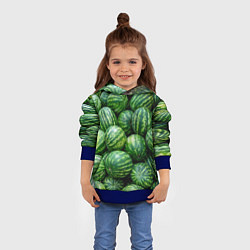 Толстовка-худи детская Арбузы, цвет: 3D-синий — фото 2