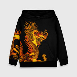 Толстовка-худи детская Золотой китайский дракон, цвет: 3D-черный
