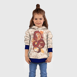 Толстовка-худи детская Китайский Дракон и Сакура, цвет: 3D-синий — фото 2