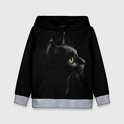 Толстовка-худи детская Черный кот, цвет: 3D-меланж