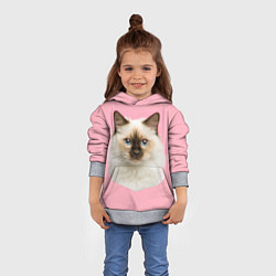 Толстовка-худи детская Пушистый кот, цвет: 3D-меланж — фото 2