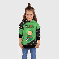 Толстовка-худи детская Ророноа Зоро One Piece Большой куш, цвет: 3D-черный — фото 2