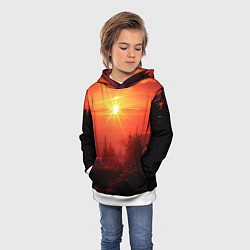 Толстовка-худи детская УТРЕННИЙ РАССВЕТ НАД ОБЛАКАМИ, цвет: 3D-белый — фото 2