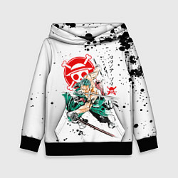 Толстовка-худи детская Ророноа Зоро пират Соломенной Шляпы, цвет: 3D-черный