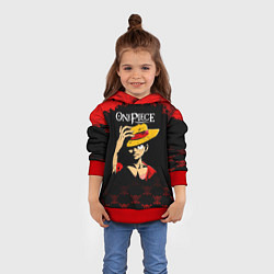 Толстовка-худи детская Луффи One Piece Большой куш, цвет: 3D-красный — фото 2
