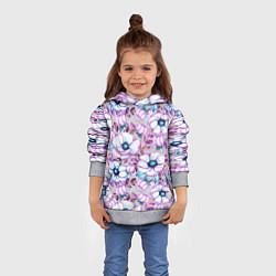 Толстовка-худи детская Анемоны - цветочный ковер, цвет: 3D-меланж — фото 2