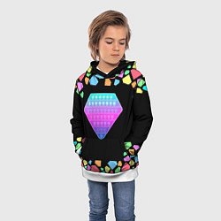 Толстовка-худи детская POP IT DIAMOND, цвет: 3D-белый — фото 2