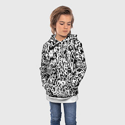 Толстовка-худи детская Graffiti white on black, цвет: 3D-белый — фото 2