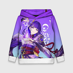 Толстовка-худи детская Genshin Impact, Сёгун Райдэн, цвет: 3D-белый