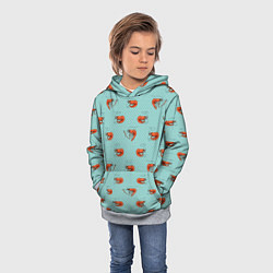 Толстовка-худи детская Креветки паттерн, цвет: 3D-меланж — фото 2