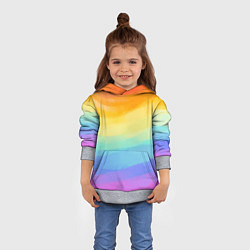 Толстовка-худи детская РАДУЖНЫЕ ВОЛНЫ RAINBOW WAVES Z, цвет: 3D-меланж — фото 2